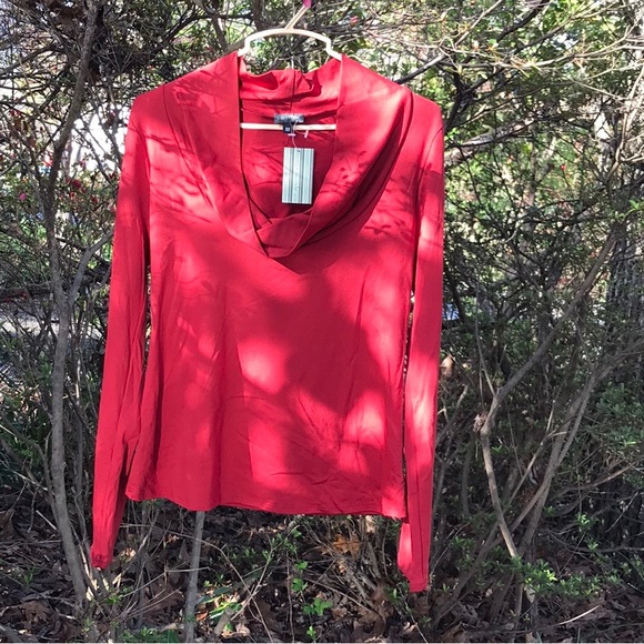 NWT BabyStyle Red Maroon Burgundy Wine LS Cowl Neck Top Shirt Maternity M Medium - Picture 2 of 12